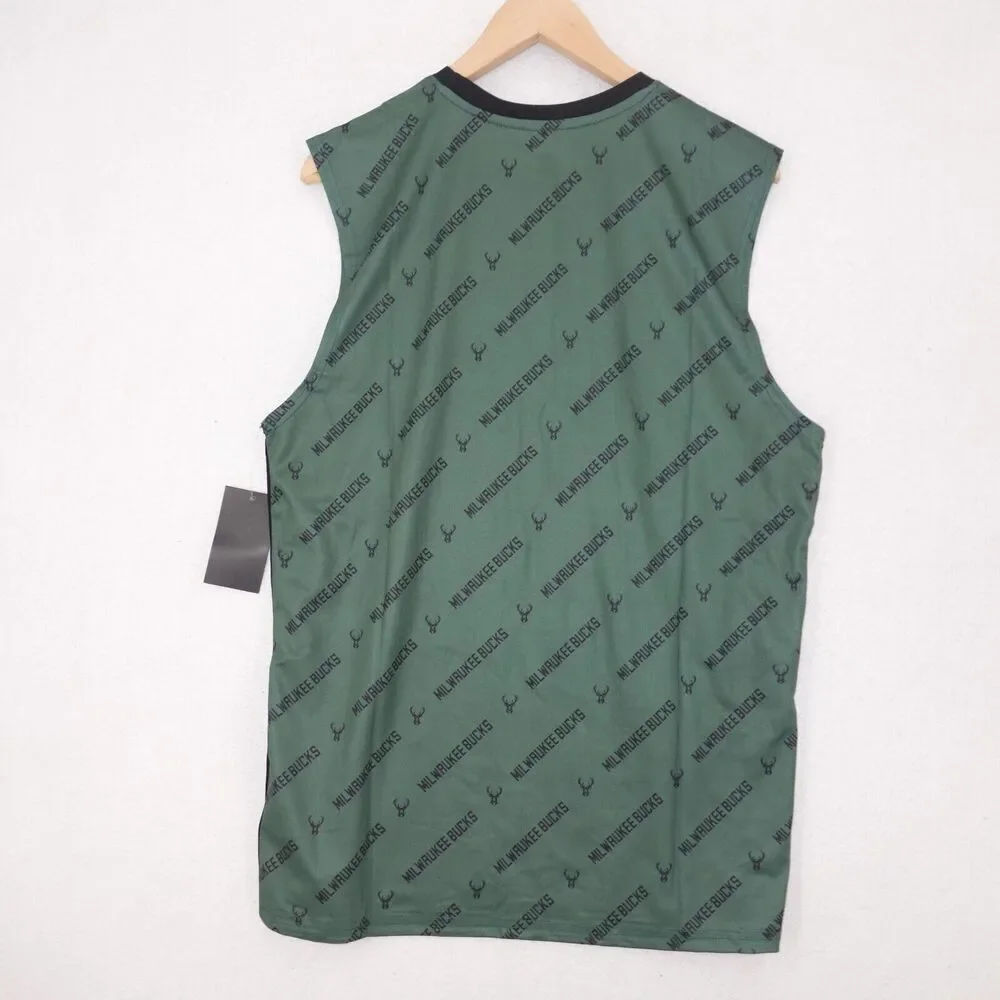 NEW Milwaukee Bucks NBA Authentic Tee Sleeveless Jersey Logo Men's Large